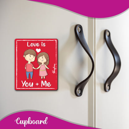 Love is You and Me Wooden Fridge / Refrigerator Magnet