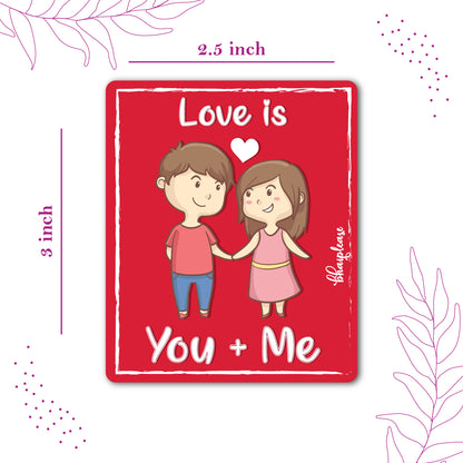 Love is You and Me Wooden Fridge / Refrigerator Magnet