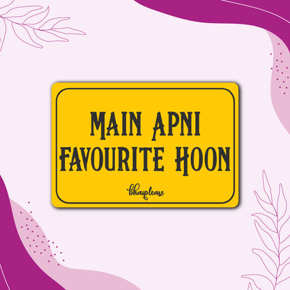Main apni favourite Hu (Yellow) Wooden Fridge / Refrigerator Magnet
