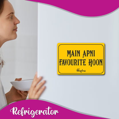 Main apni favourite Hu (Yellow) Wooden Fridge / Refrigerator Magnet