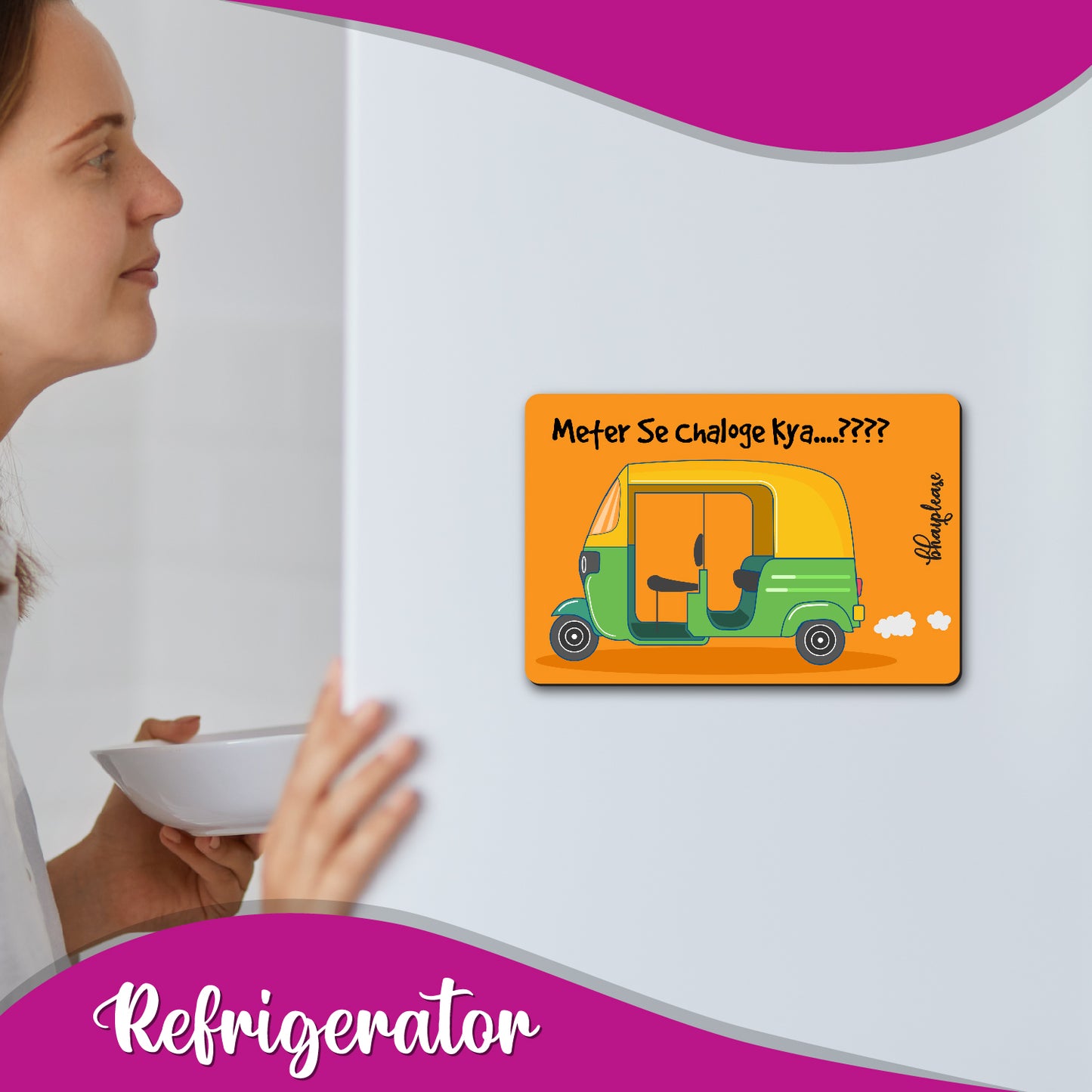 Meter Se Chaloge Kya Wooden Fridge / Refrigerator Magnet