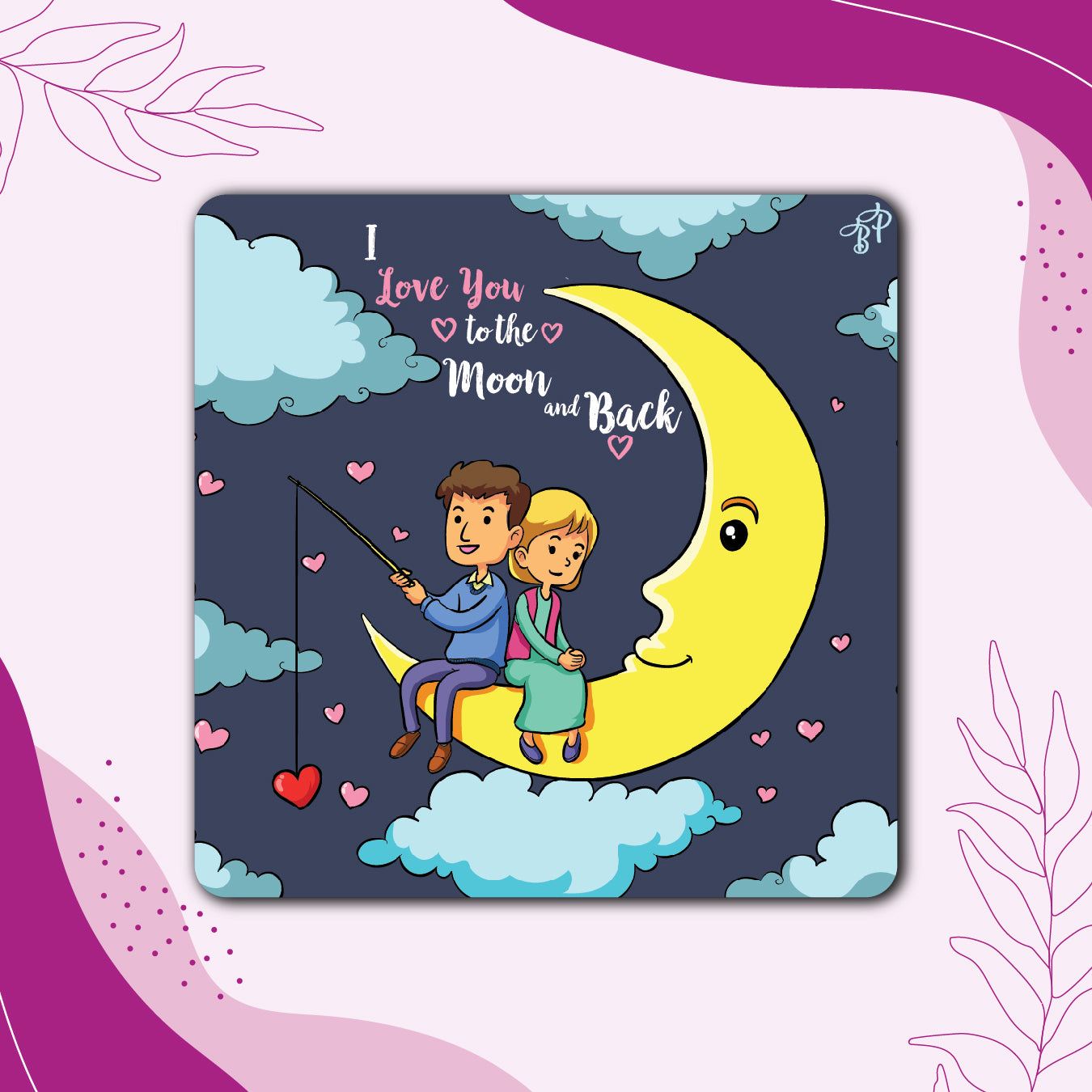 I Love You to the Moon and Back – Couple Fridge Magnet
