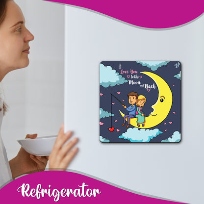 I Love You to the Moon and Back – Couple Fridge Magnet