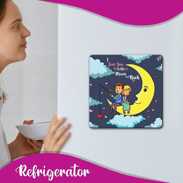 I Love You To The Moon and Back Wooden Fridge Magnet