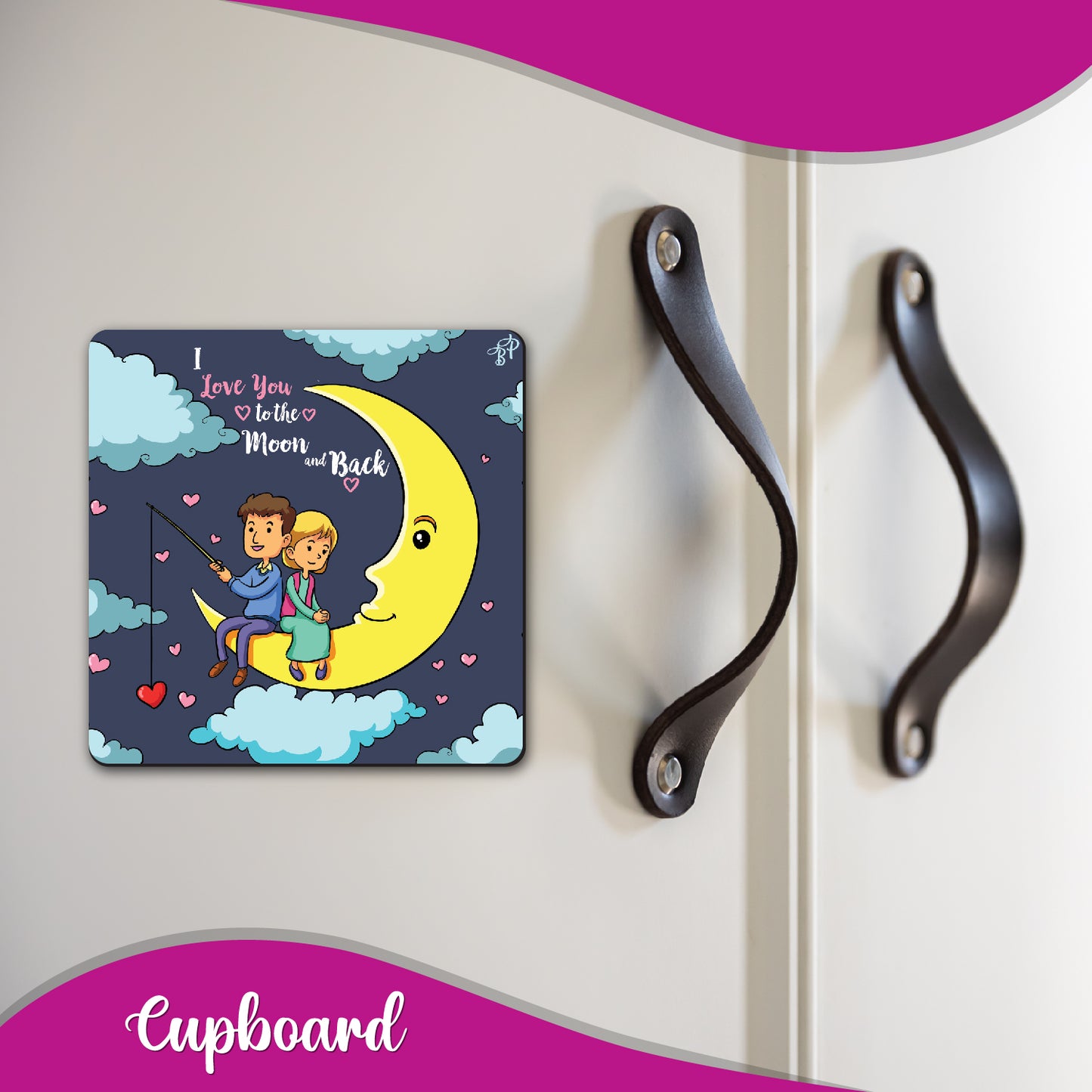 I Love You to the Moon and Back – Couple Fridge Magnet