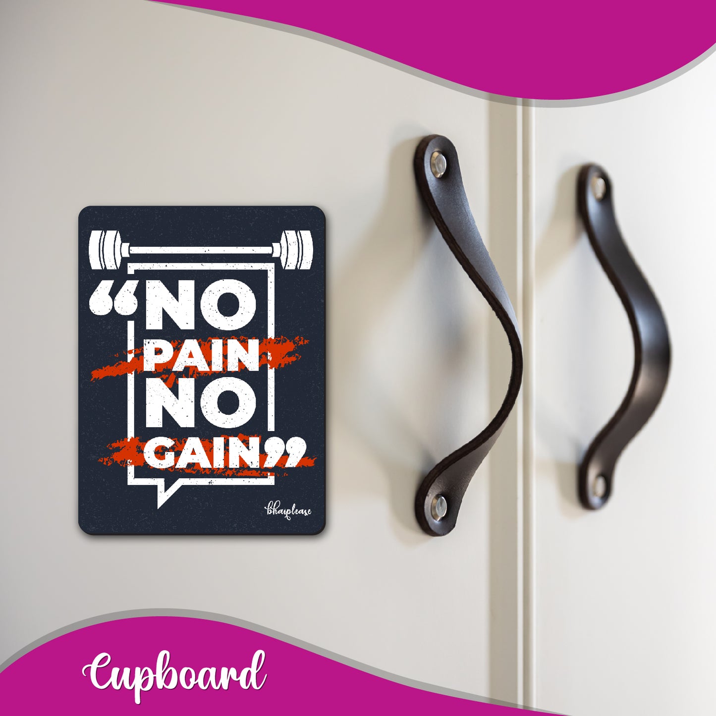 No Pain No Gain Wooden Fridge / Refrigerator Magnet