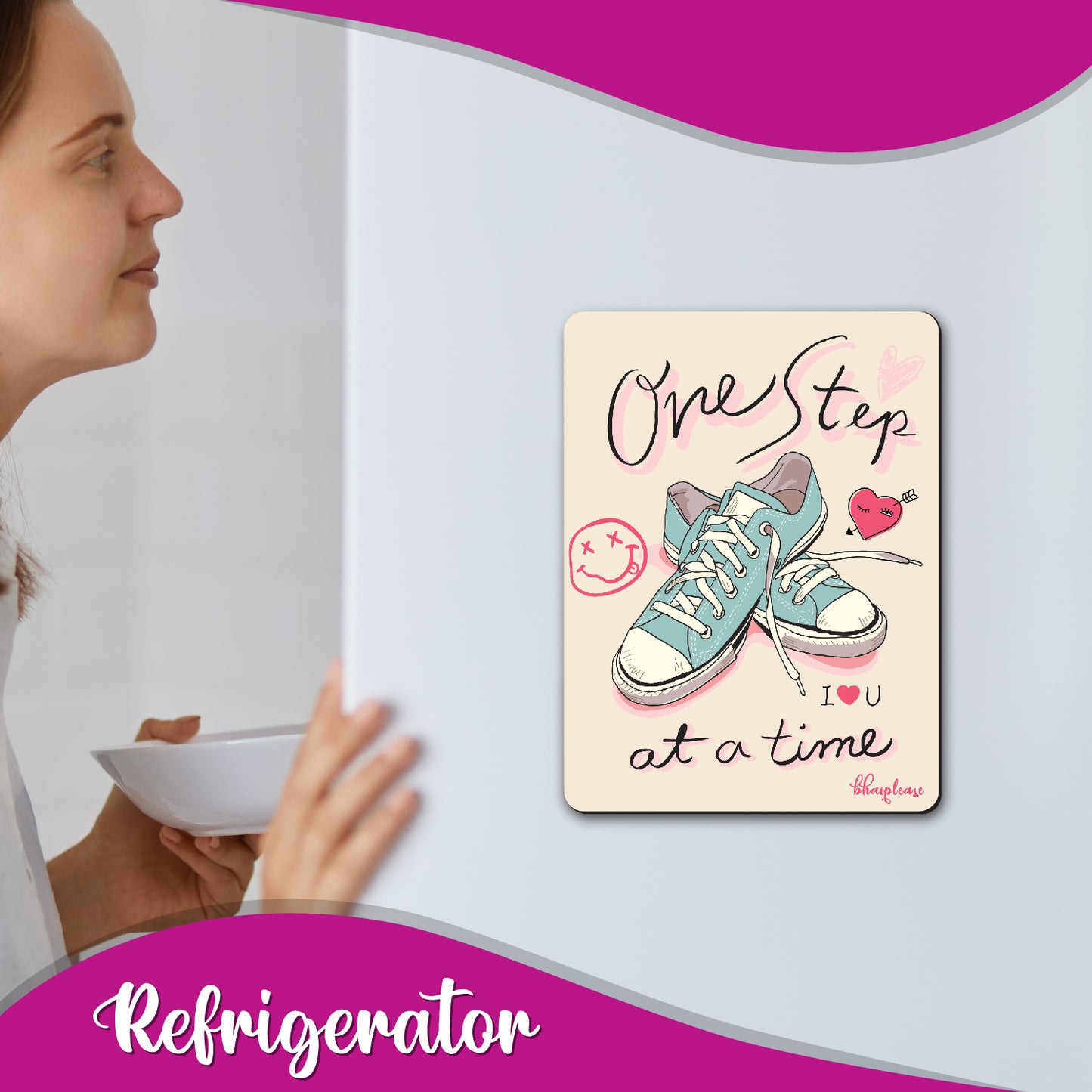 One Step at a Time Sneakers Fridge Magnet