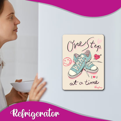 One Step at a Time Sneakers Fridge Magnet