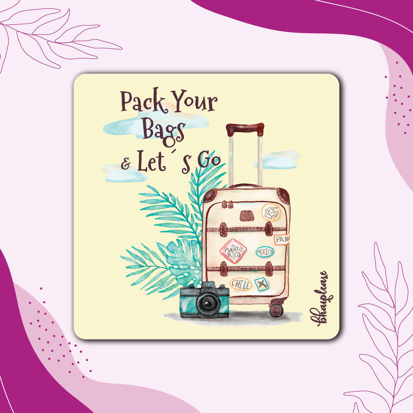 Pack Your Bag Wooden Fridge / Refrigerator Magnet