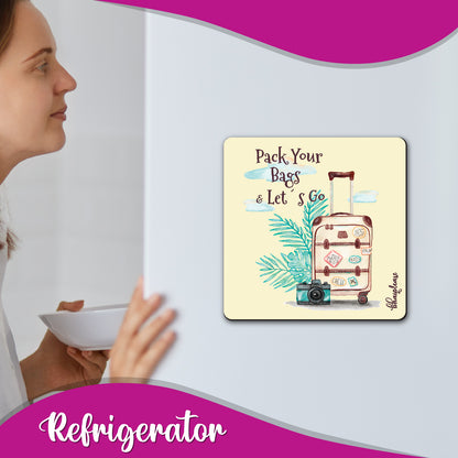 Pack Your Bag Wooden Fridge / Refrigerator Magnet