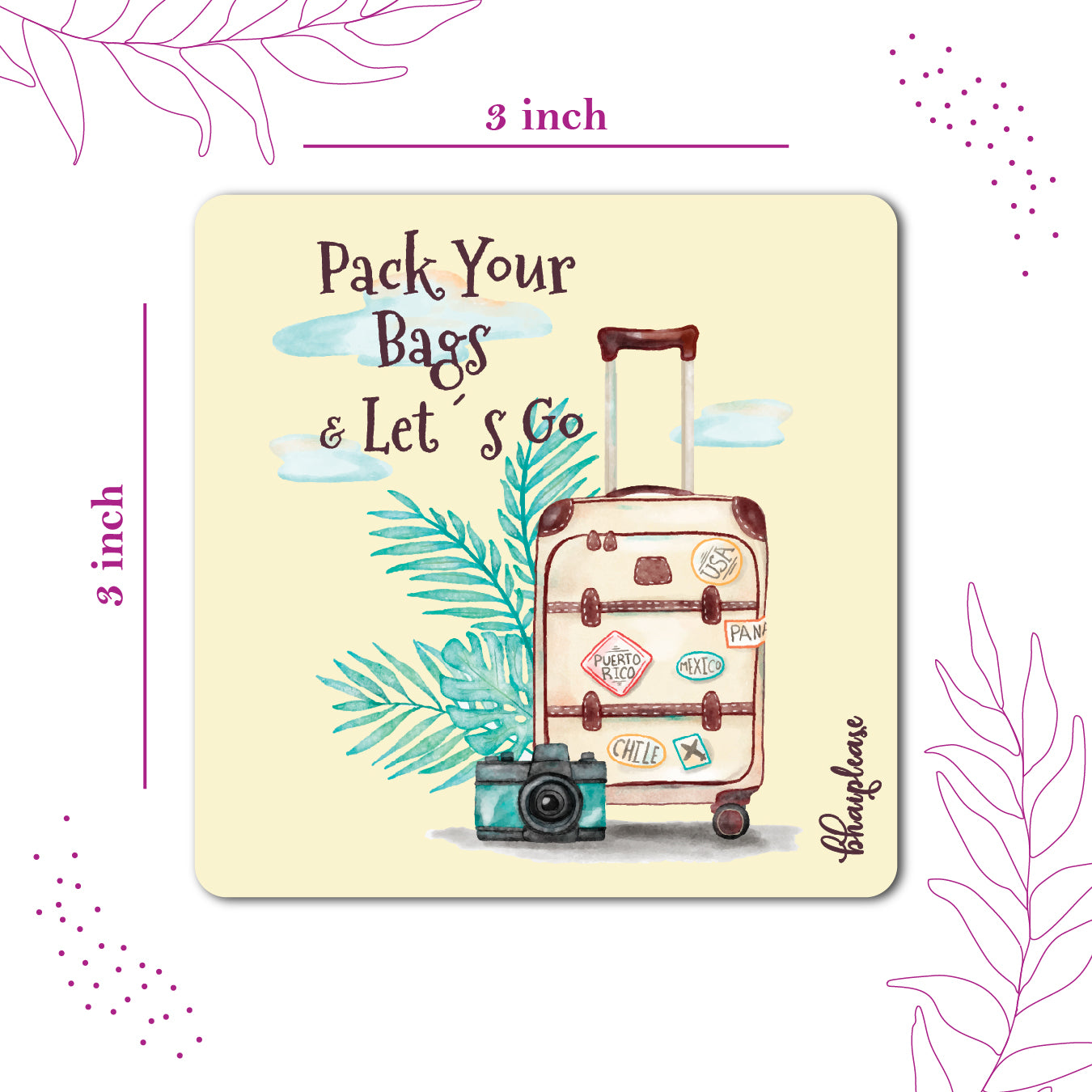 Pack Your Bag Wooden Fridge / Refrigerator Magnet