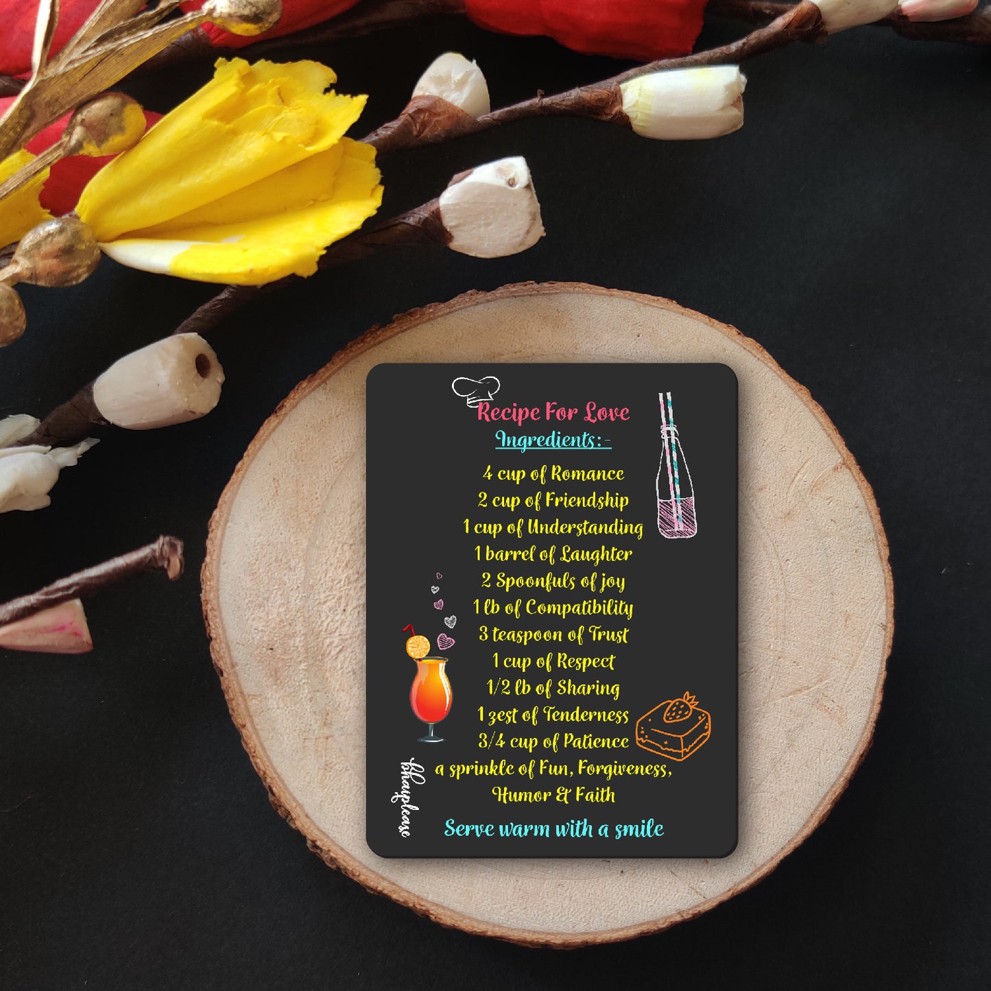 Recipe for Love Wooden Fridge / Refrigerator Magnet