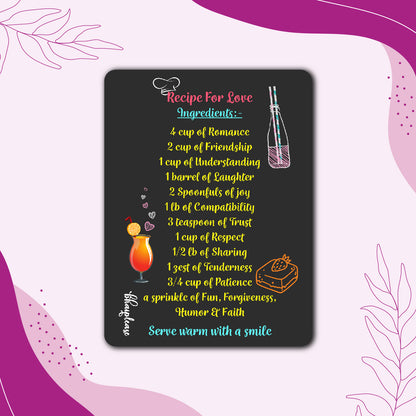 Recipe for Love Wooden Fridge / Refrigerator Magnet