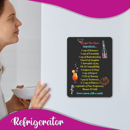 Recipe for Love Wooden Fridge / Refrigerator Magnet