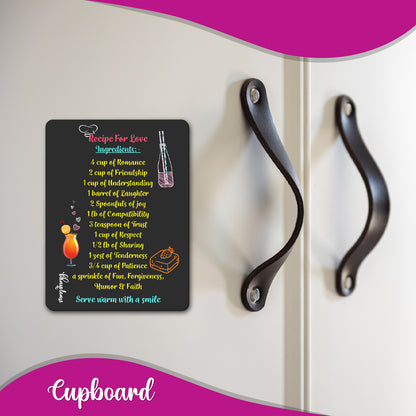 Recipe for Love Wooden Fridge / Refrigerator Magnet
