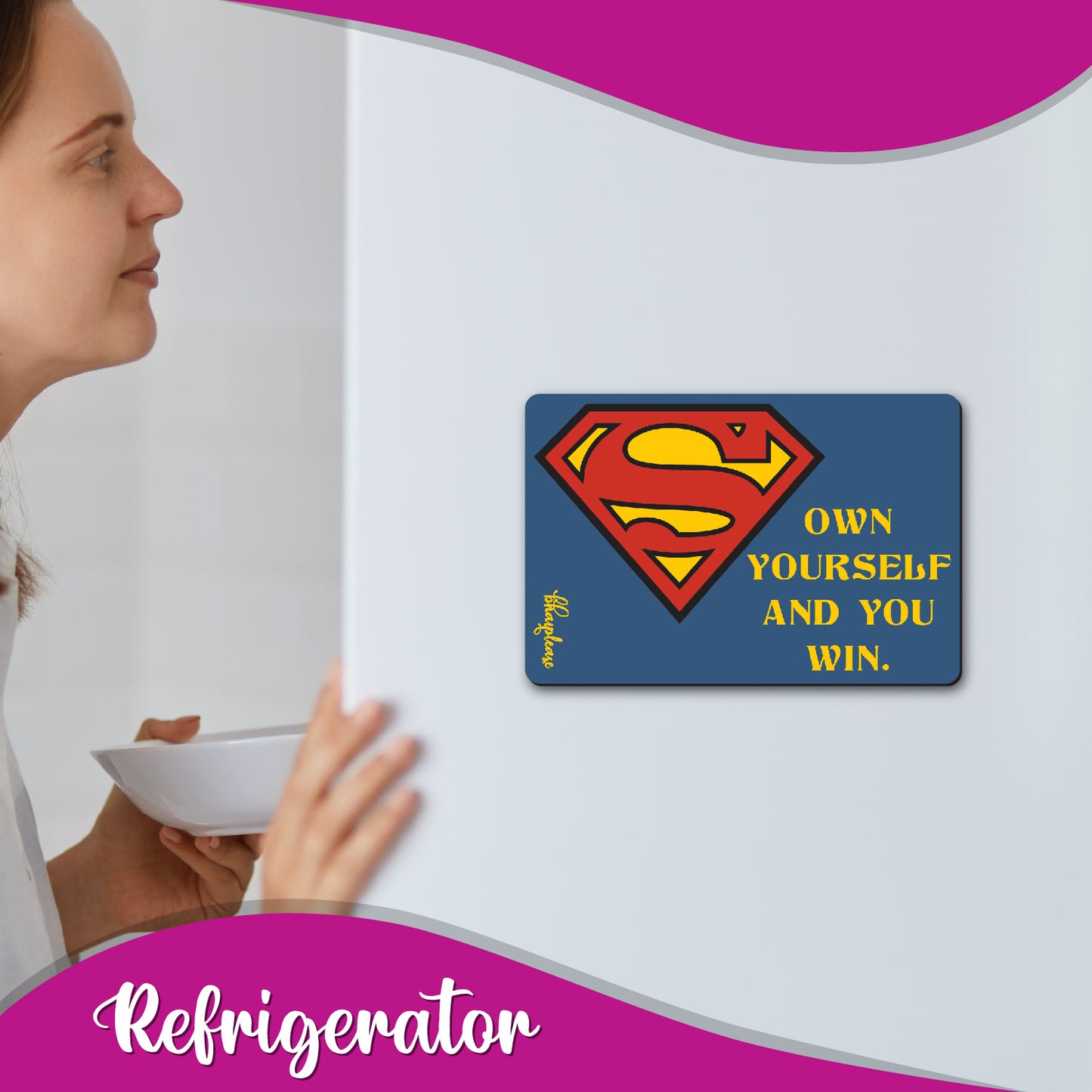 Superman (Rectangle) Wooden Fridge / Refrigerator Magnet