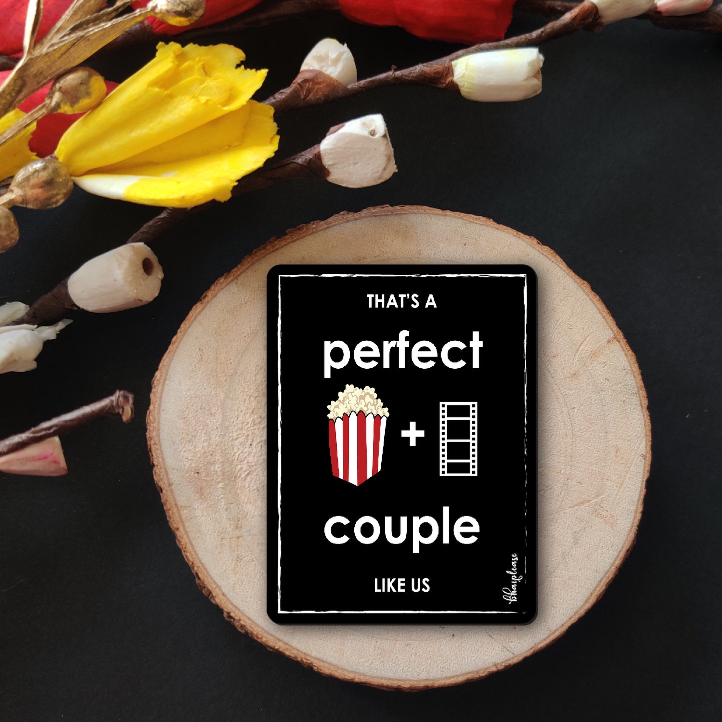 Perfect Couple: Popcorn + Movie Fridge Magnet