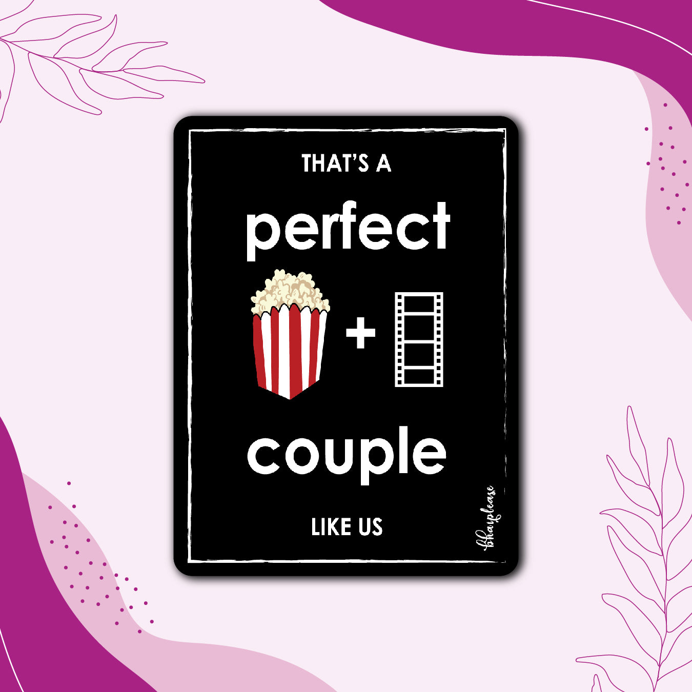 Perfect Couple: Popcorn + Movie Fridge Magnet