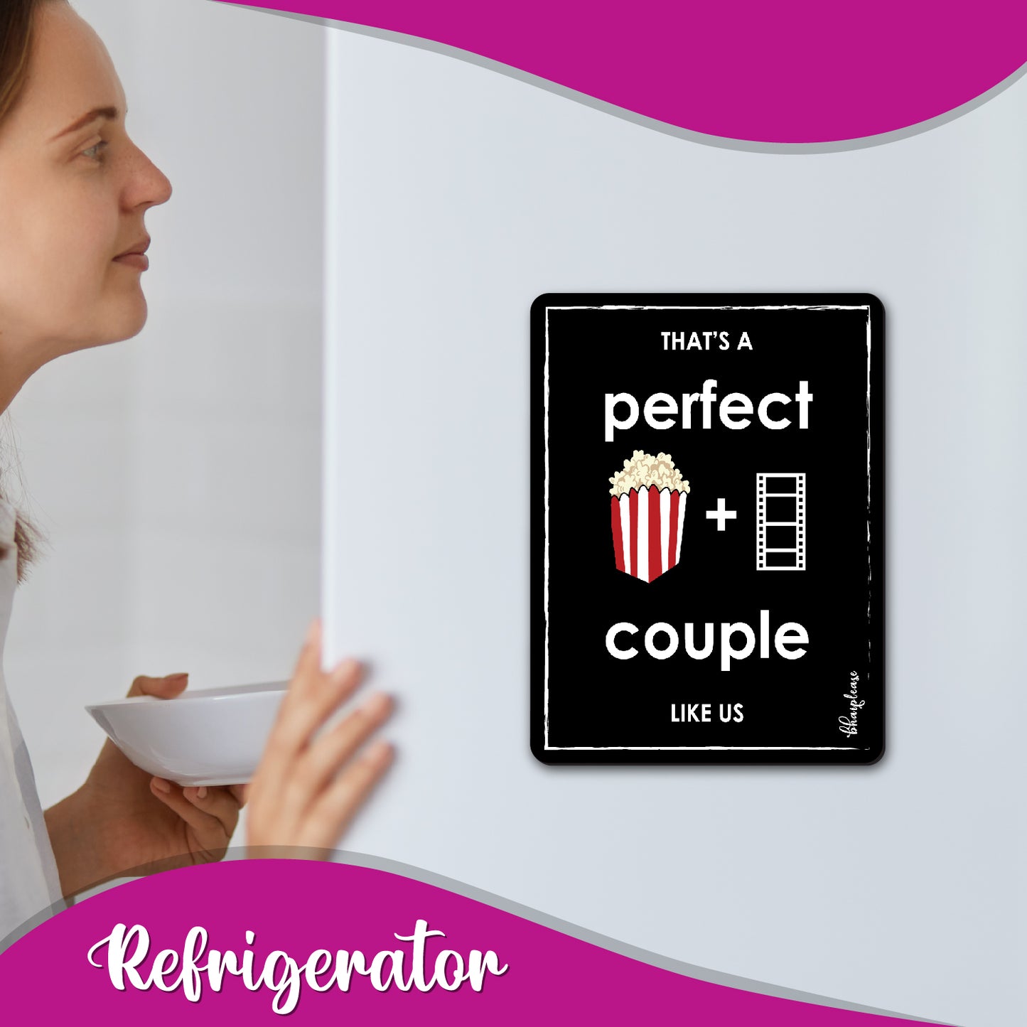 Perfect Couple: Popcorn + Movie Fridge Magnet