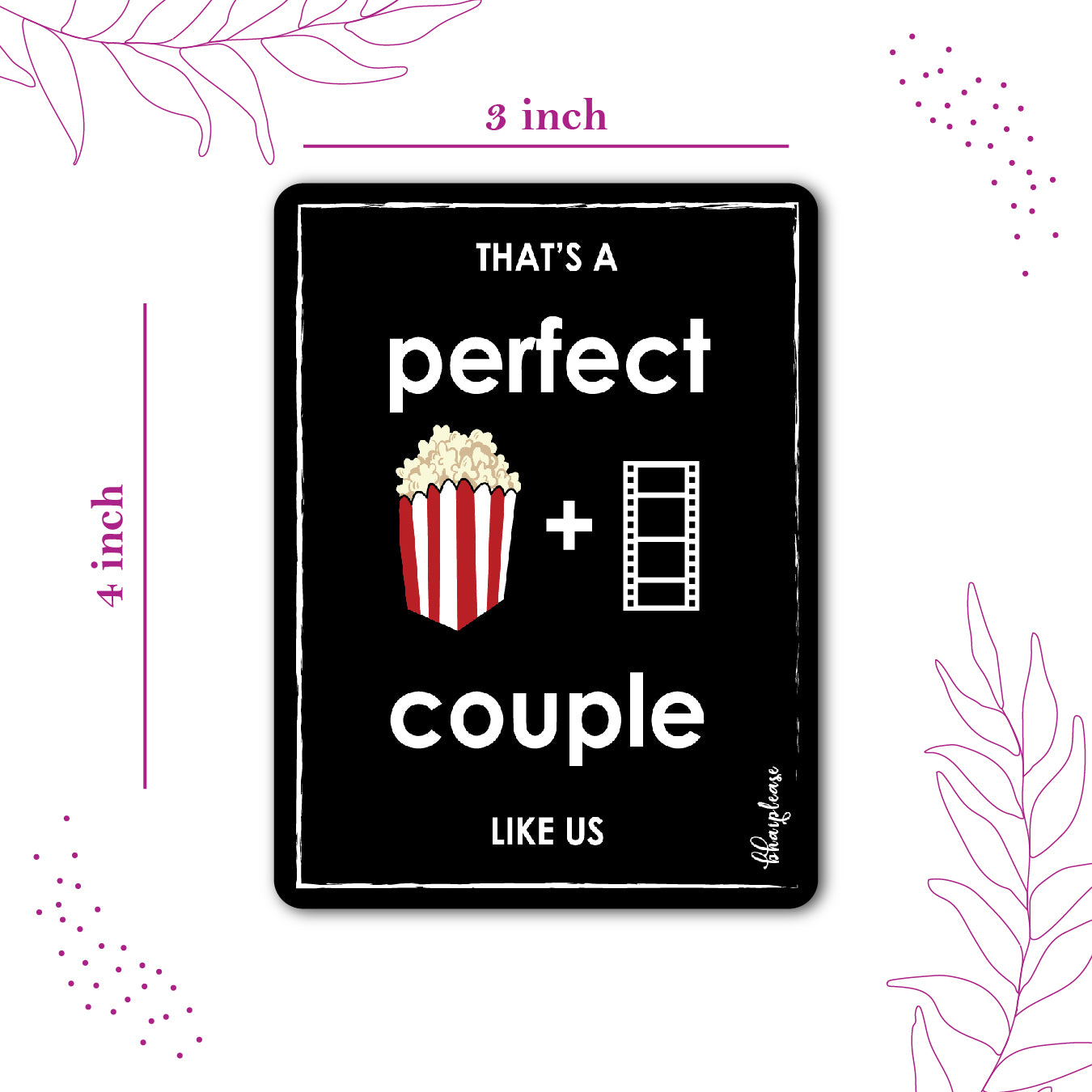 Perfect Couple: Popcorn + Movie Fridge Magnet