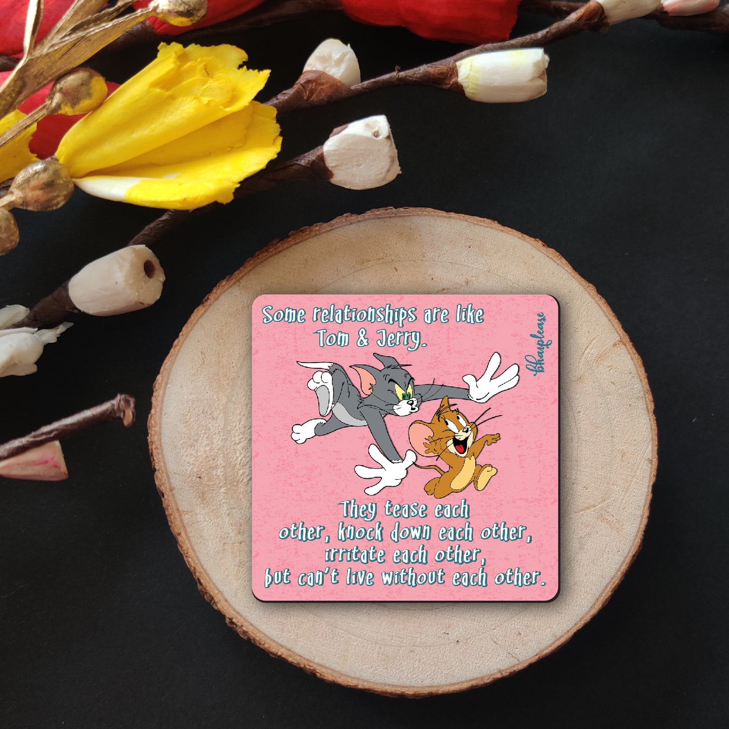 Tom & Jerry (Square) Wooden Fridge Magnet