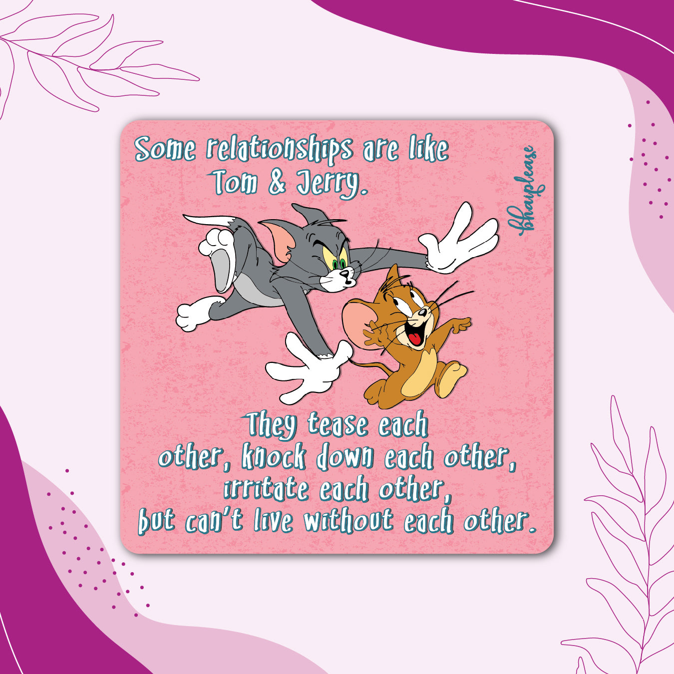 Tom & Jerry (Square) Wooden Fridge Magnet