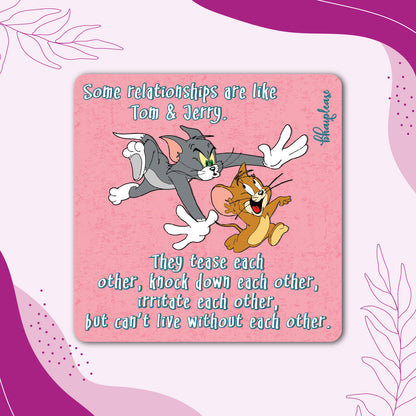 Tom & Jerry (Square) Wooden Fridge Magnet