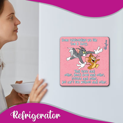 Tom & Jerry (Square) Wooden Fridge Magnet