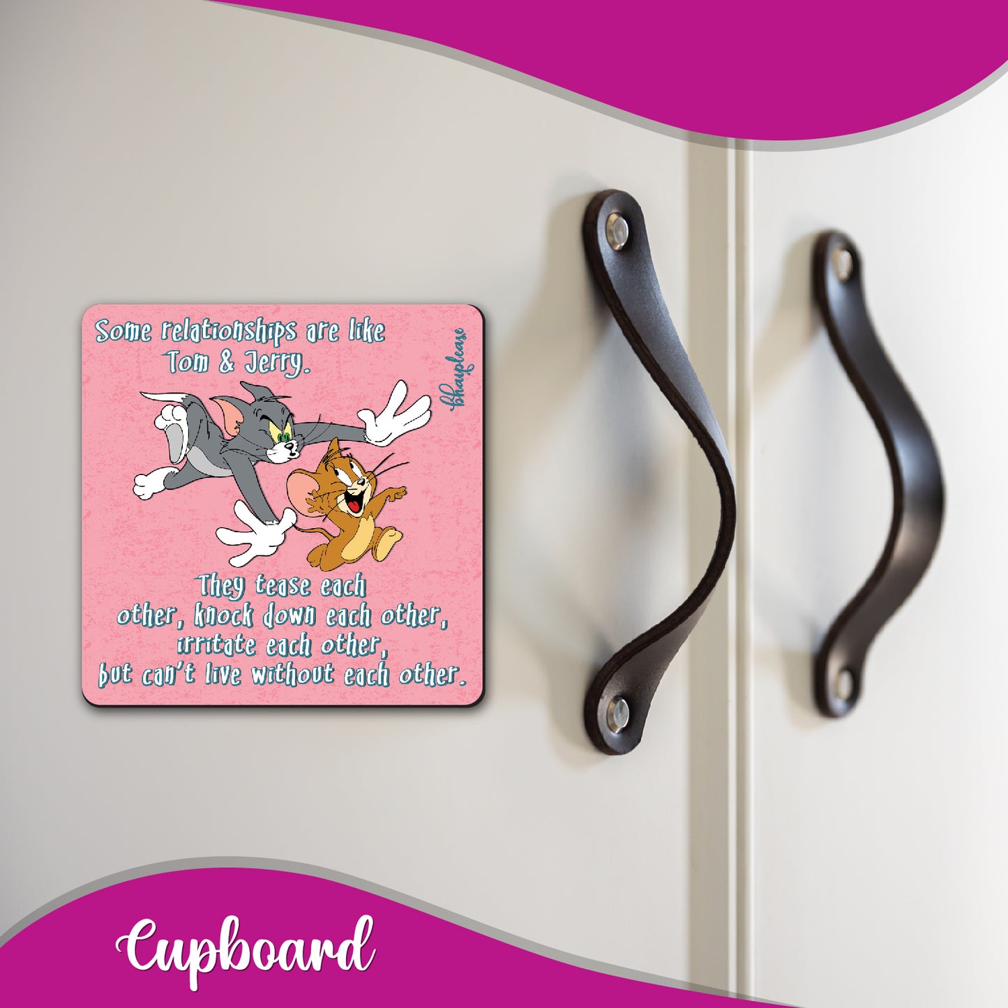 Tom & Jerry (Square) Wooden Fridge Magnet