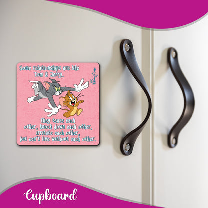 Tom & Jerry (Square) Wooden Fridge Magnet