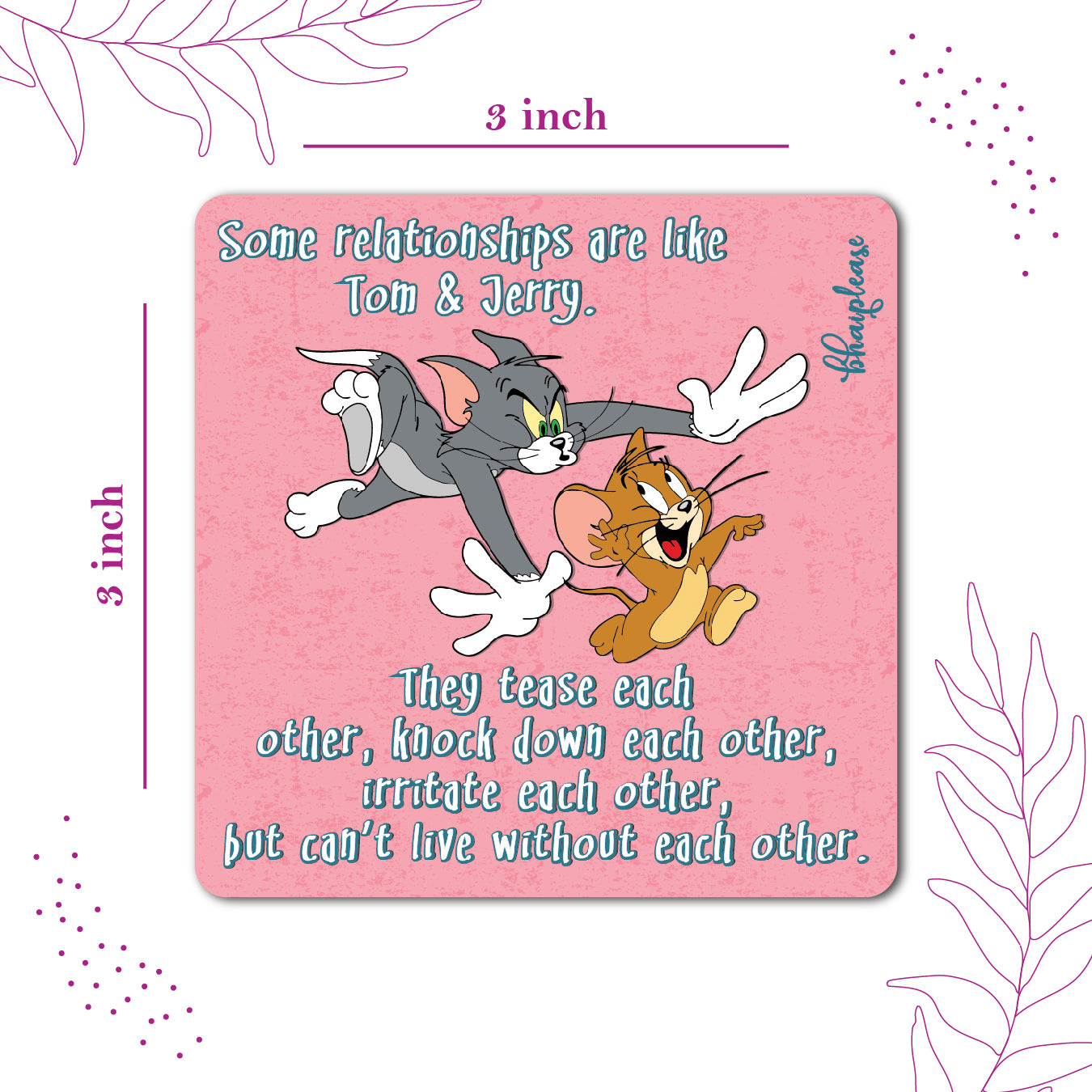 Tom & Jerry (Square) Wooden Fridge Magnet