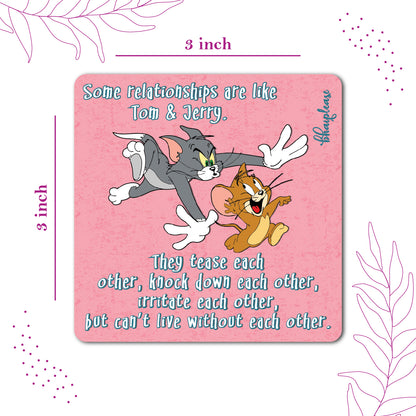 Tom & Jerry (Square) Wooden Fridge Magnet