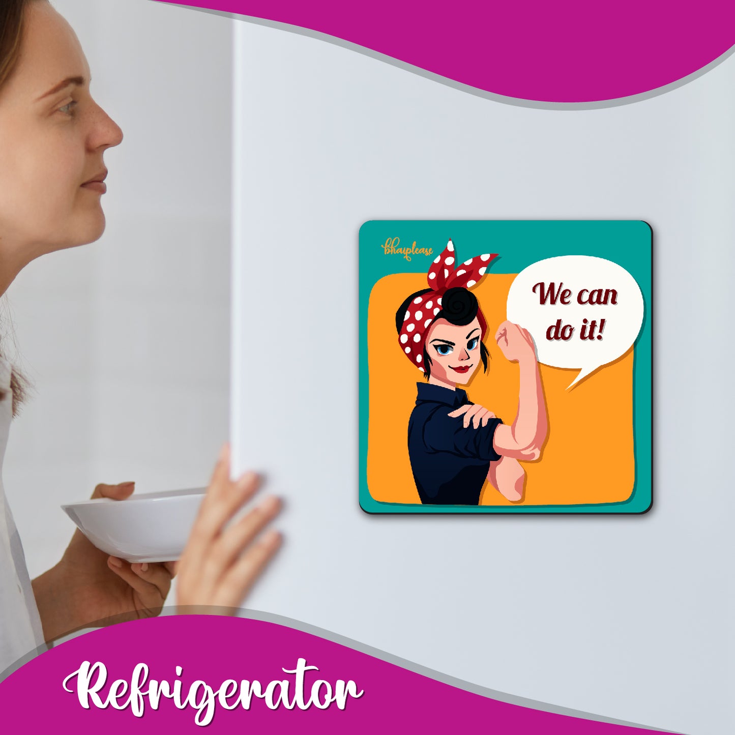 We Can do it Wooden Fridge / Refrigerator Magnet