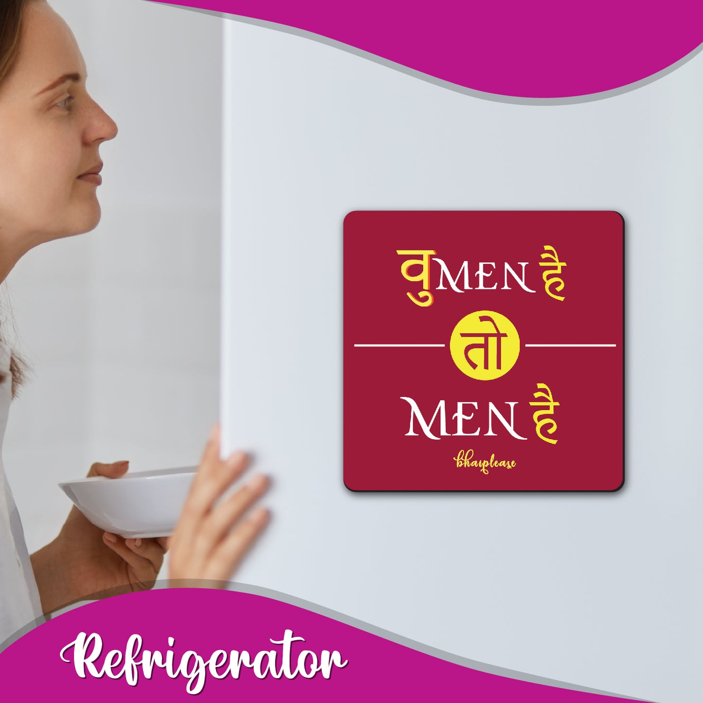 Women hai to Men He Wooden Fridge / Refrigerator Magnet