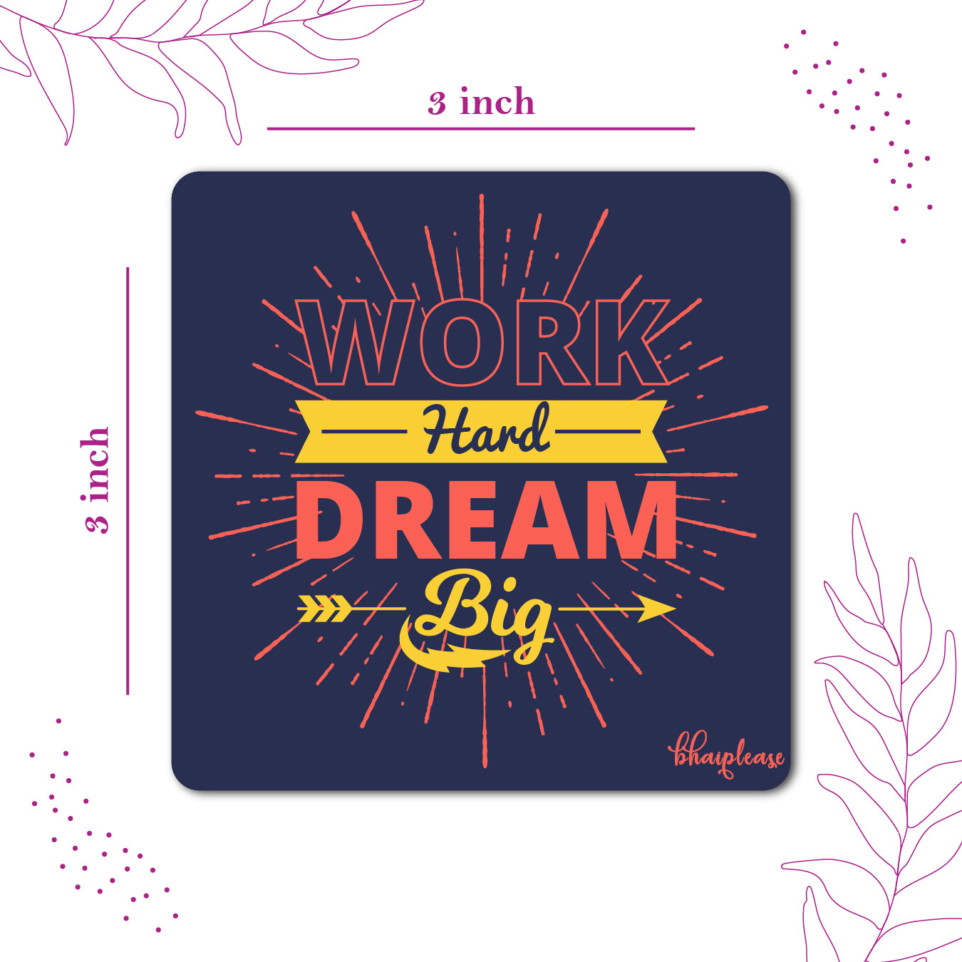 Work Hard Dream Big Navy Fridge Magnet