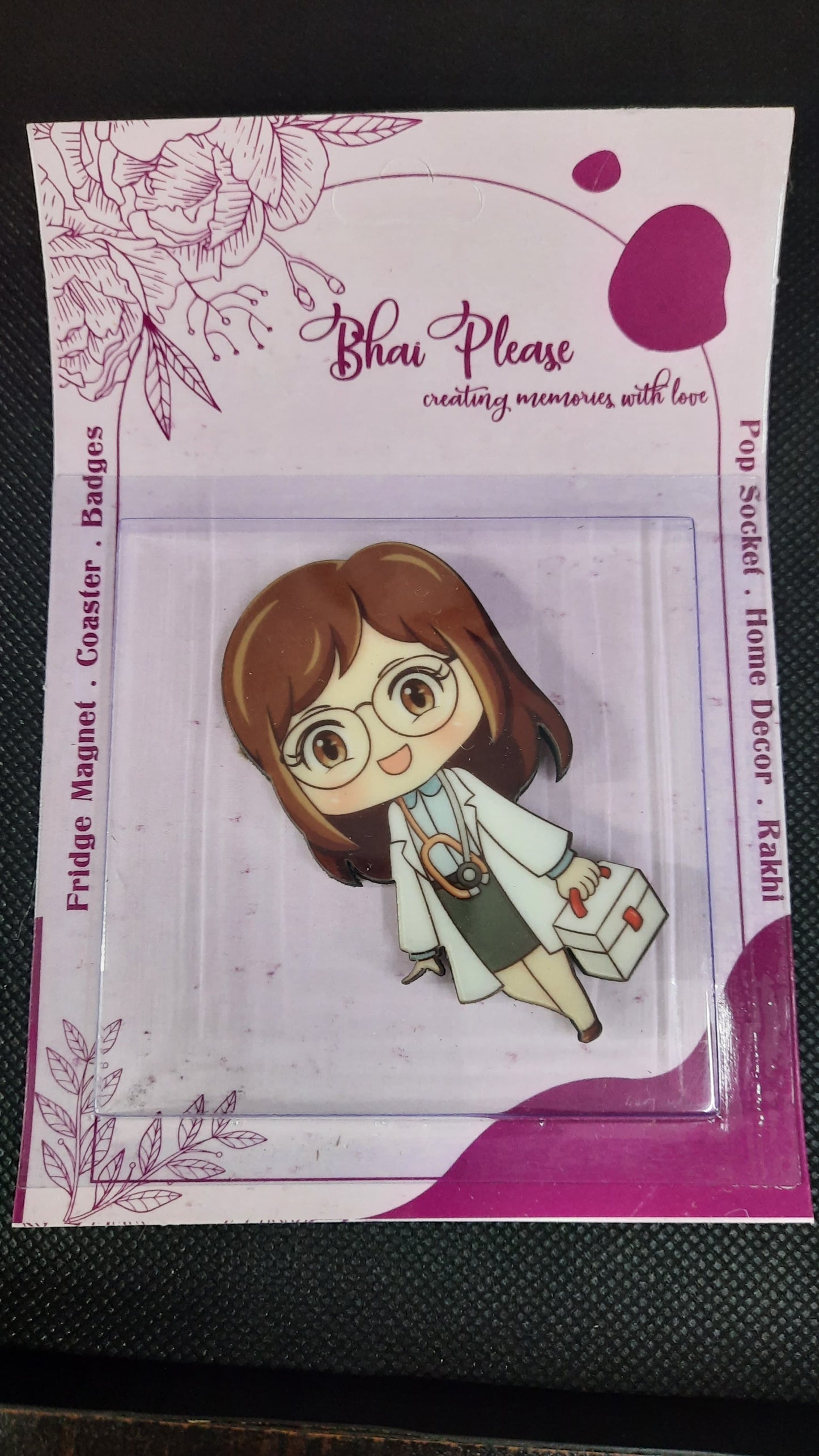 Cute female doctor magnet for your kitchen