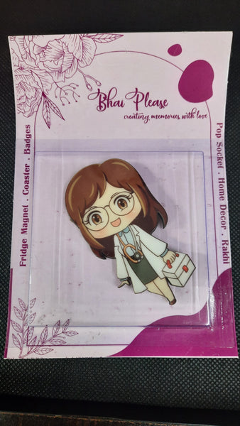 Doctor Female Wooden Fridge Magnet