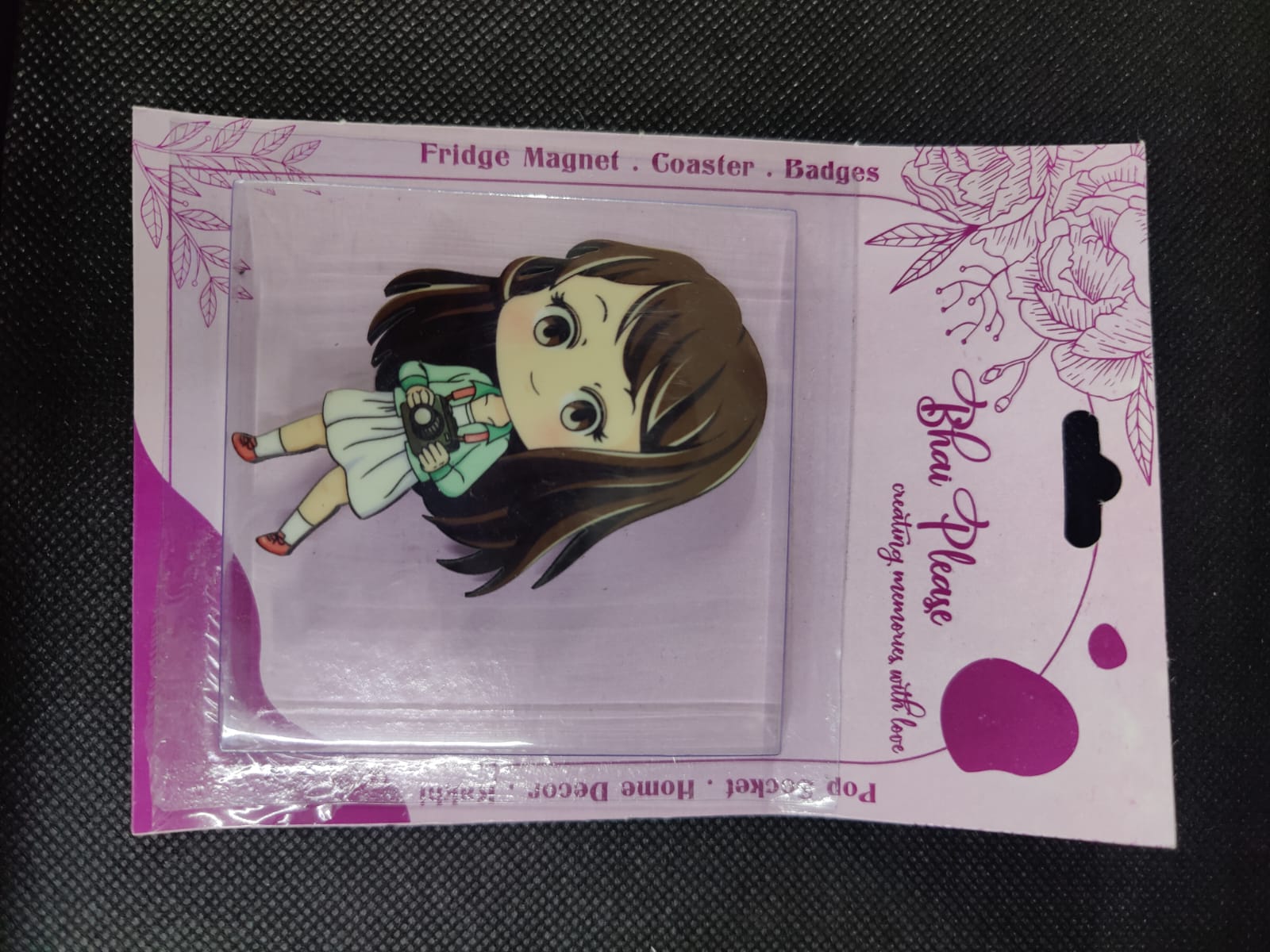 Girl with Camera fridge magnet quirky collectible