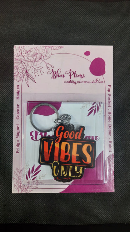 Good Vibes Wooden Keychain