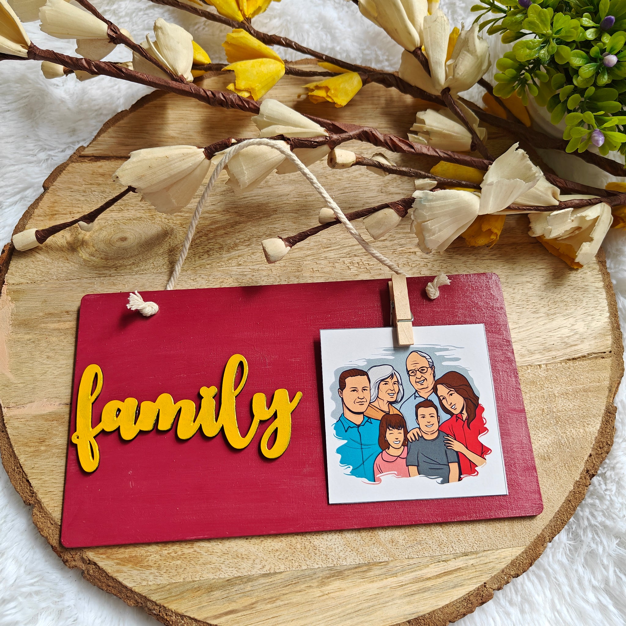 Family frame hand-painted wall hanging