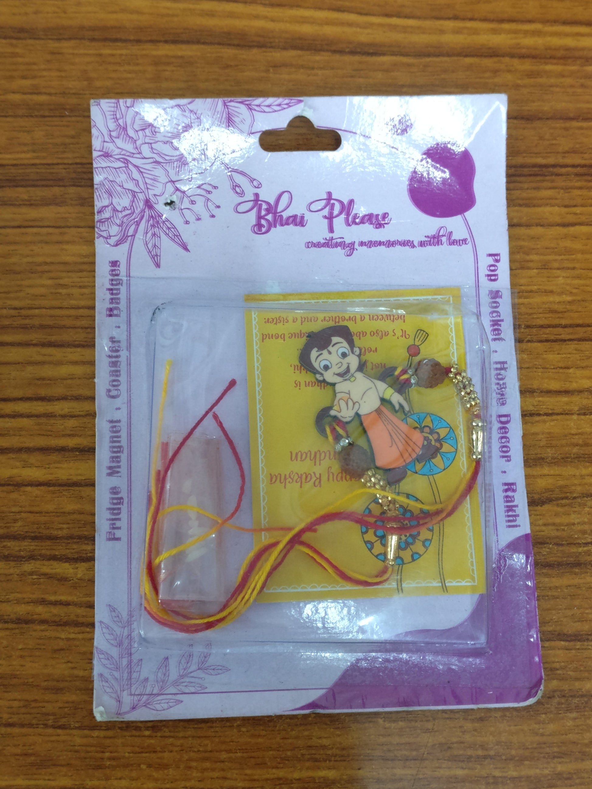 Chota Bheem Wooden Rakhi with Rudraksha | Cartoon Rakhi for Bro | Shop Online India – Cartoon Theme Rakhi | Bhai Please