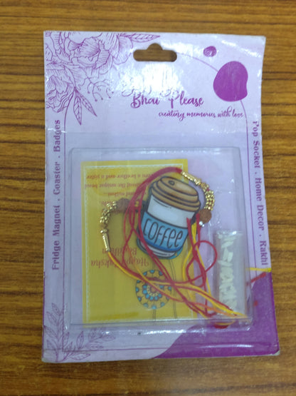 Coffee Wooden Rakhi | Foodie Rakhi for Coffee Lover Brother