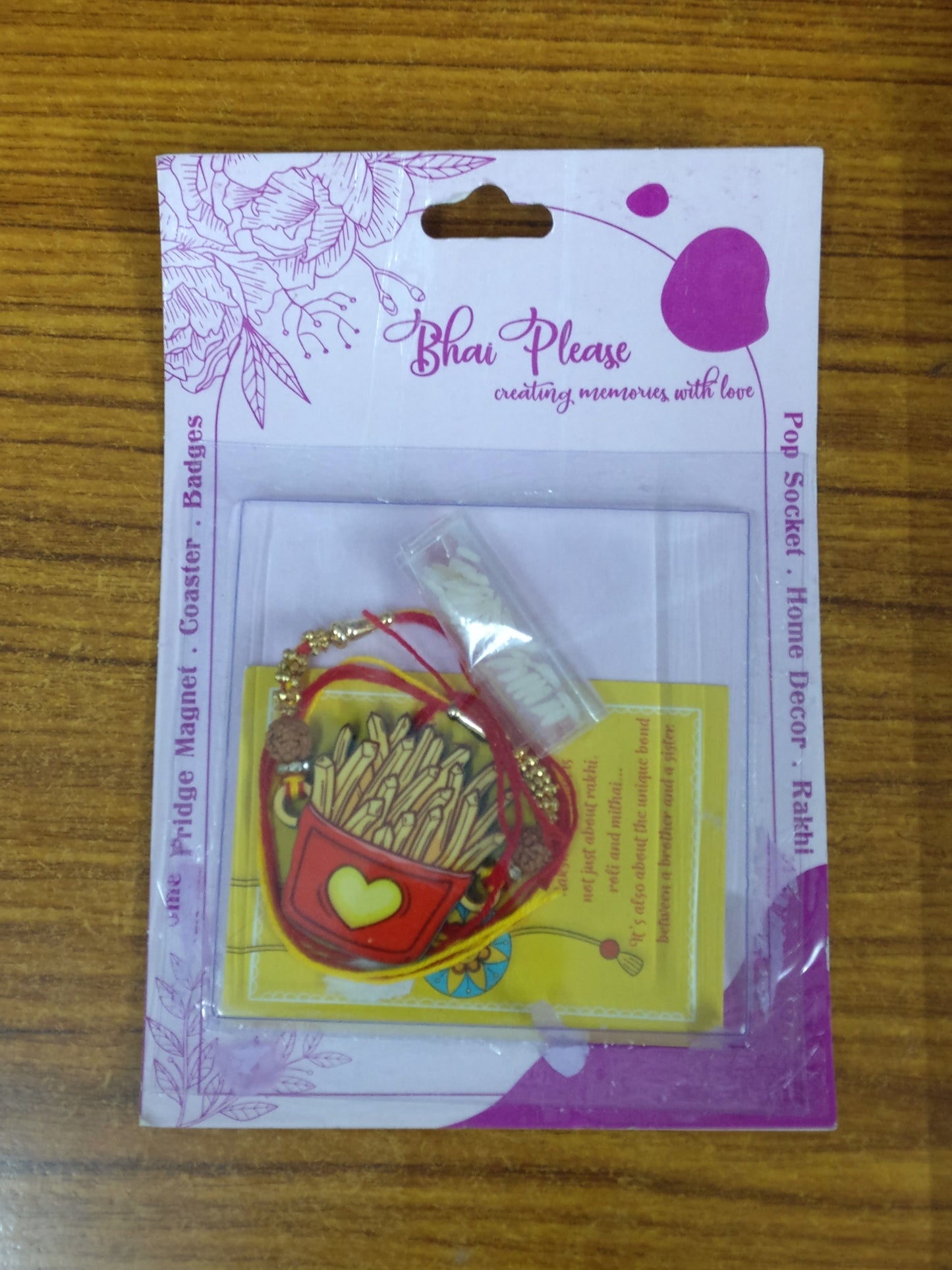 Fries Wooden Rakhi | Food Rakhi for Brother