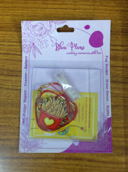 Fries Wooden Rakhi | Food Rakhi for Brother