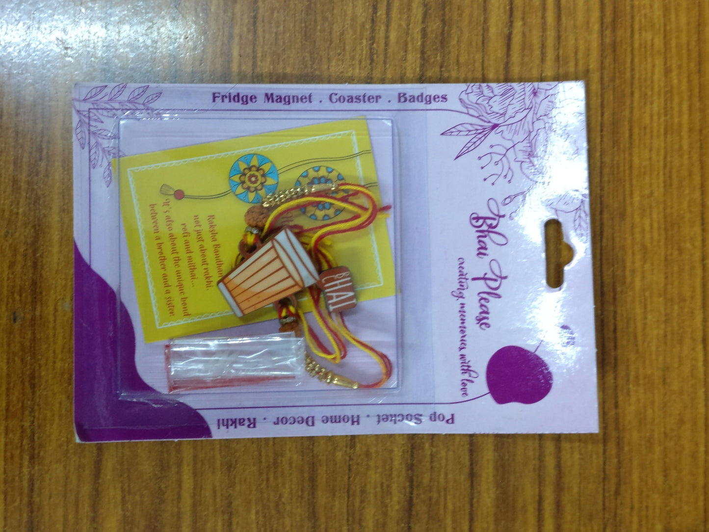 Chai Lover Wooden Rakhi | Food Rakhi for Tea Lover Brother – Food & Drinks Theme Rakhi | Bhai Please