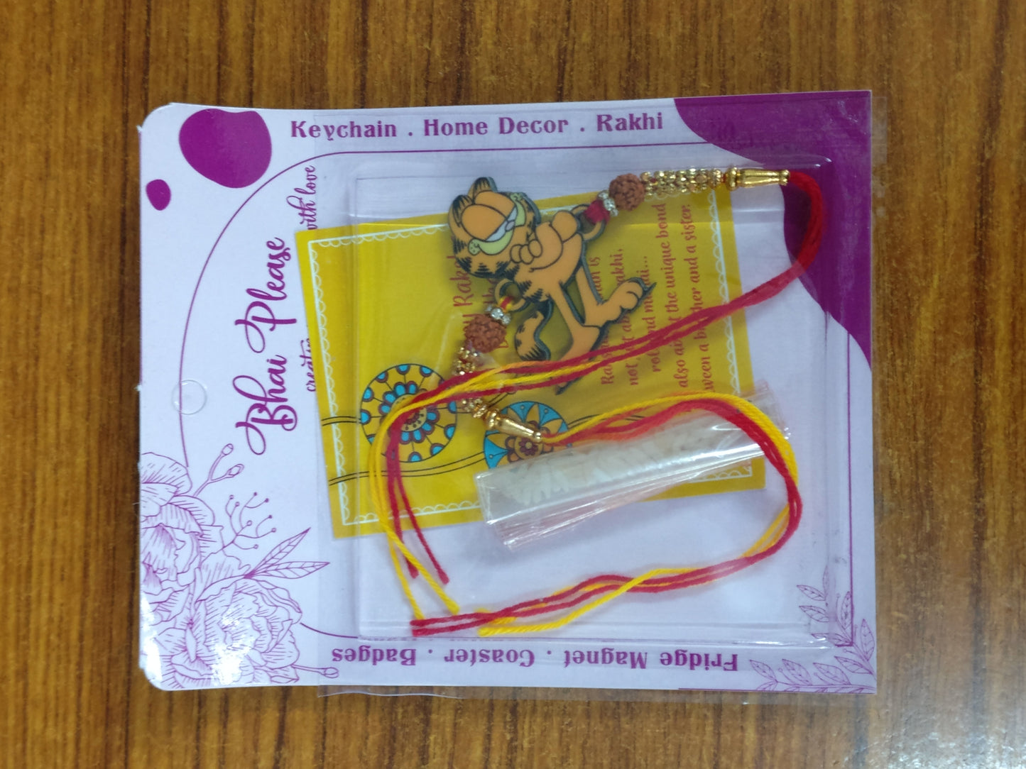 Garfield Wooden Rakhi | Cartoon Rakhi for Brother