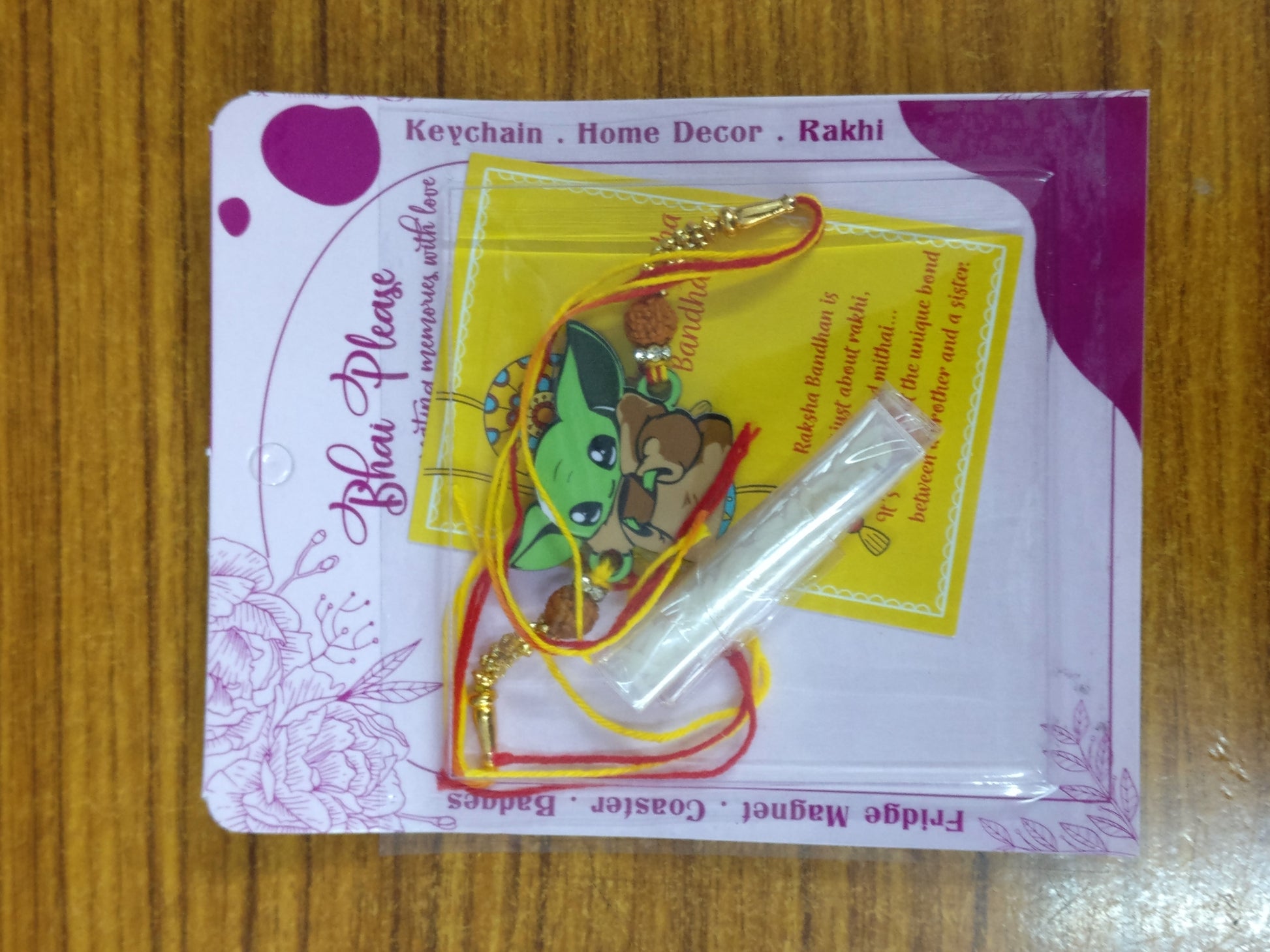 Yoda Wooden Rakhi with Rudraksha | Star Wars Rakhi for Bro | Shop Online India – Movie Theme Rakhi | Bhai Please