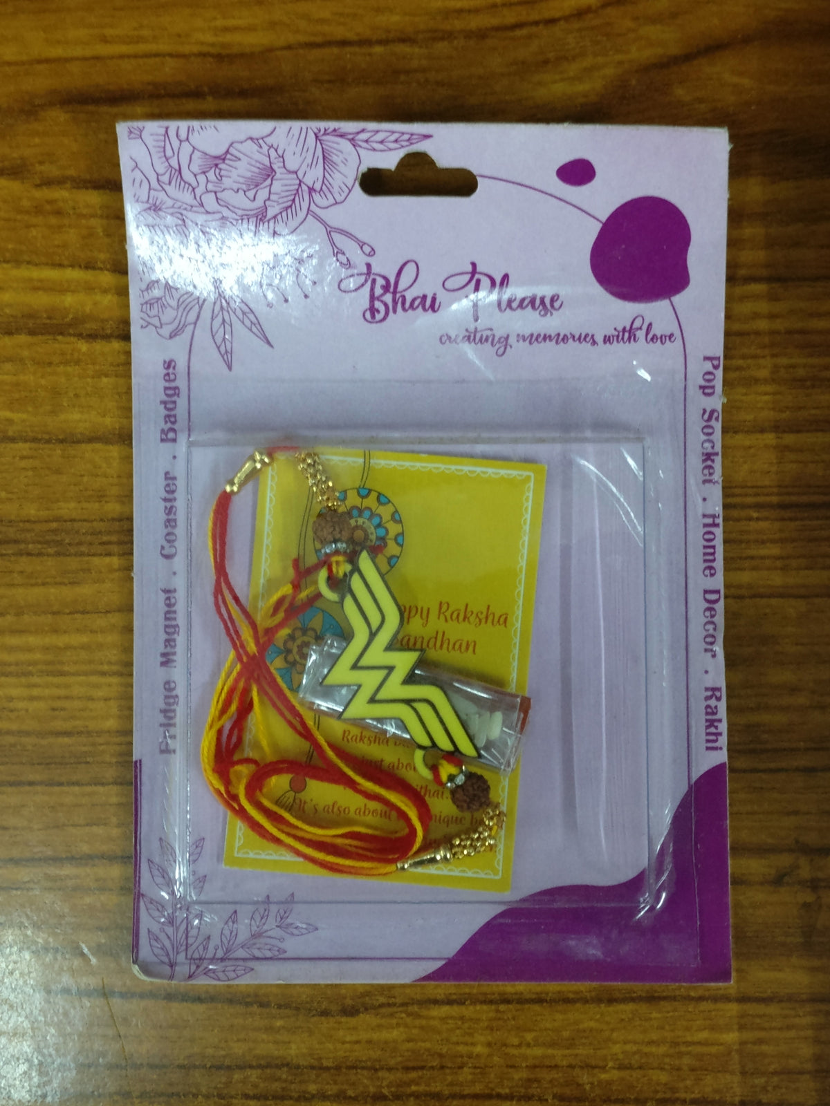 Wonder Woman Wooden Rakhi/Lumba – Character Theme Rakhi | Bhai Please
