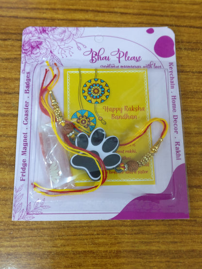 Dog Paw Wooden Rakhi | Cute Pet Animal Themed Rakhi for Brother – Animal Theme Rakhi | Bhai Please