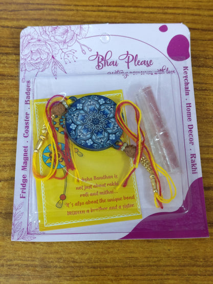 Ethnic Mandala Wooden Rakhi